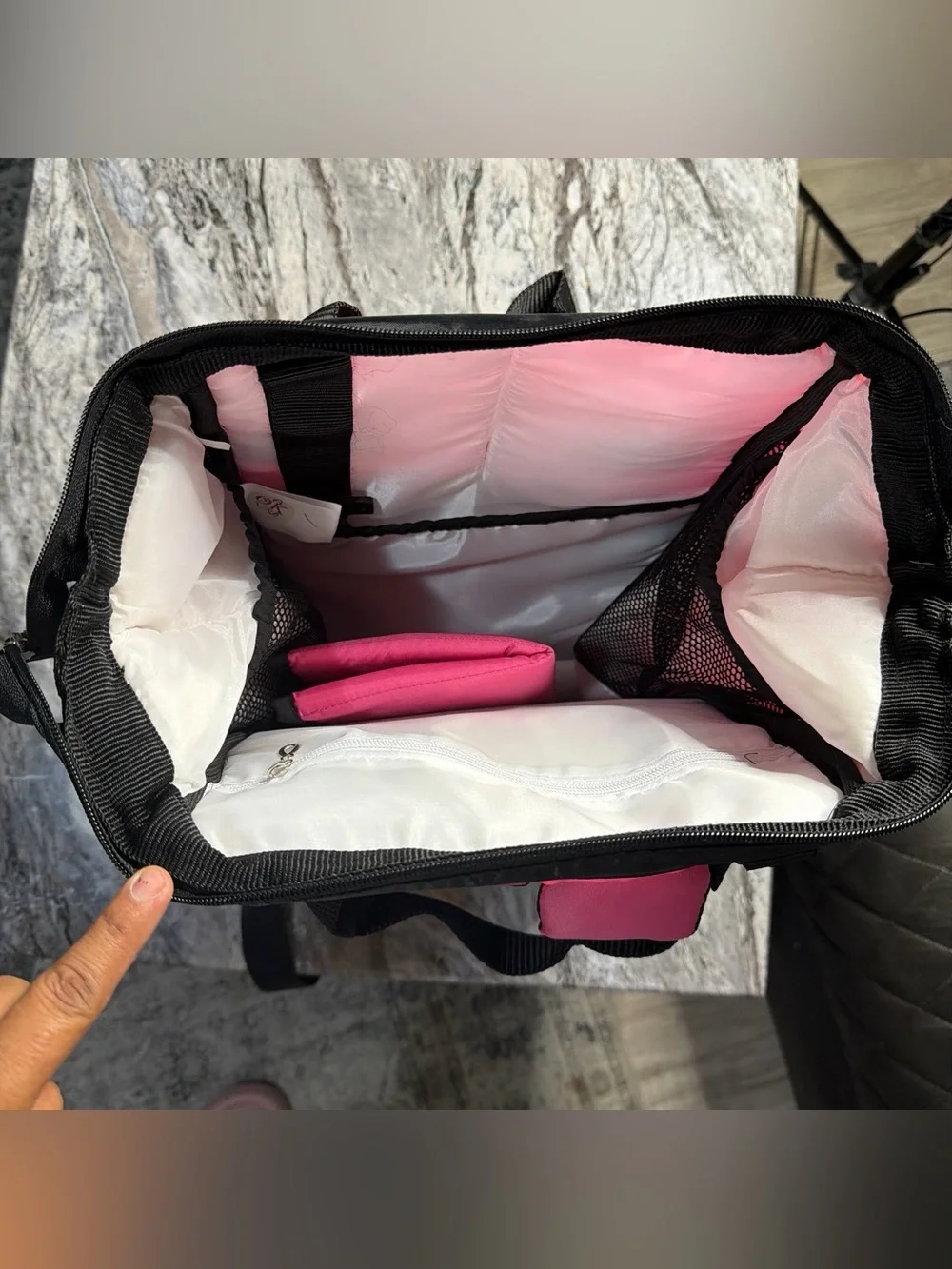 Pink Baby Print Backpack - Girls Diaper Bag